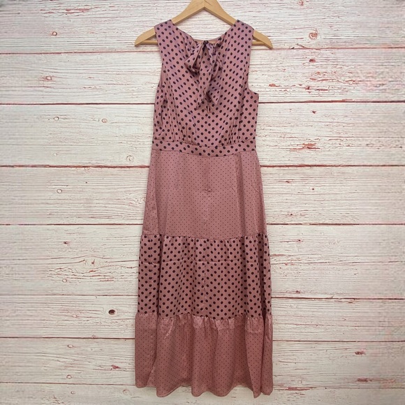 Ted Baker Izziie Mix Polka Dot Midi Dress in Dusky Pink Sz 1 Sz 4 - Picture 9 of 16